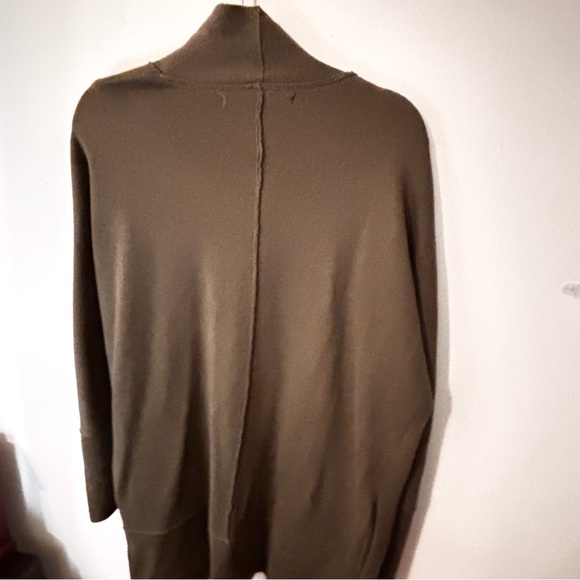 Max Studio Olive Green Open Knit Cardigan Sweater Size  XL Pockets Exposed Seam - Picture 8 of 12